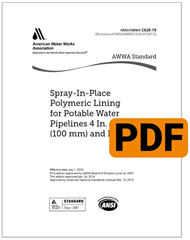 AWWA C620-19 Spray-in-Place Polymeric Lining for Potable Water Pipelines, 4 In. (100 mm) and Larger (PDF) image
