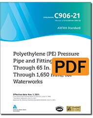 AWWA C906-21 Polyethylene (PE) Pressure Pipe and Fittings, 4 In. Through 65 In. (100 mm Through 1,650 mm), for Waterworks (PDF) image