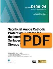 AWWA D106-24 Sacrificial Anode Cathodic Protection Systems for the Interior Submerged Surfaces of Steel Water Storage Tanks (PDF) image