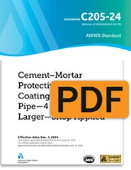 AWWA C205-24 Cement-Mortar Protective Lining and Coating for Steel Water Pipe 4 In. (100 mm) and Larger, Shop Applied (PDF) image